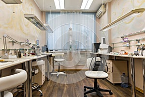 Prosthodontics laboratory. Dental equipment