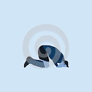 Prostrate on the field celebration - two tone flat illustration