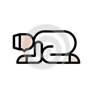 Prostration vector illustration, Ramadan related filled icon