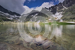 Prostredne Spisske pleso tarn in High Tatras during early summer