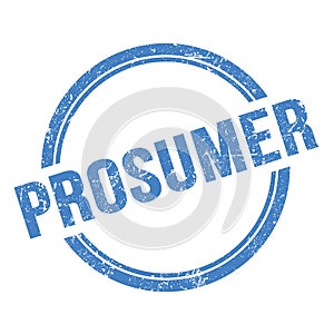 PROSUMER text written on blue grungy round stamp