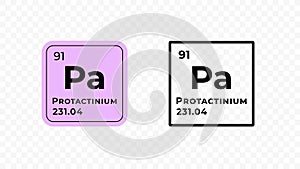 Protactinium, chemical element of the periodic table vector