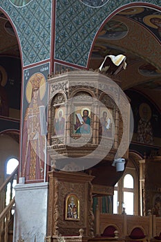Interior of Saint George Church on Paralimni, Cyprus on June 12, 2018.