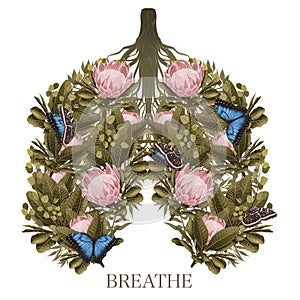 Protea Flowers. Summer bouquet. Lungs art. Just breathe