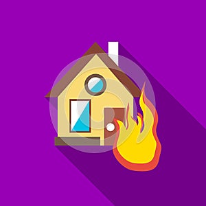 Protect home from fire icon, flat style