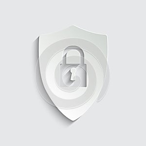 Protect icon. secure  line style. Shield with lock and star icon sign vector