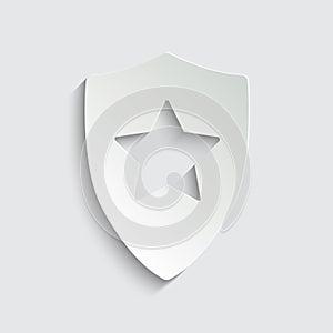 Protect icon. secure  line style. Shield with star  icon sign vector