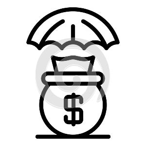 Protect money bag icon, outline style