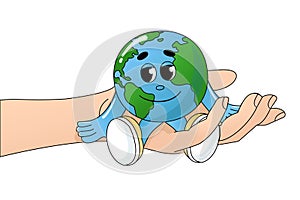 Protect our planet. Ecology, ecological problems and environmental protection. Illustration for Earth Day.