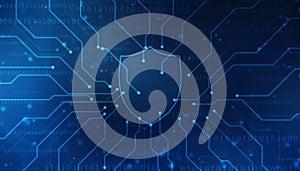 Protect and Security concept. Digital Shield on abstract technology background,