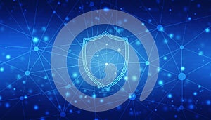 Protect and Security concept. Digital Shield on abstract technology background,