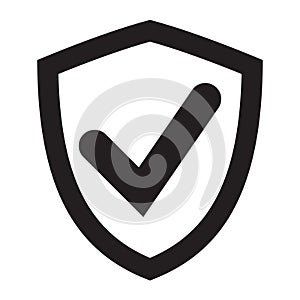 Protect shield flat icon vector. Encrypted symbol icon