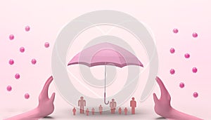 Protect Virus Pathogens and Concept Umbrellas and ideas are concerned about the safety of preventing pathogens from contacting