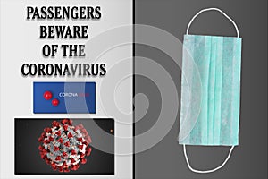 Protect from & x28;COVID-19& x29; Coronavirus Disease. Passengers beware of corona virus. Stay Home Save Lives. Medical face mask