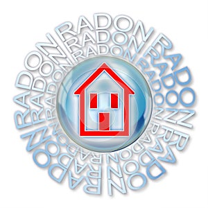 Protect your home from radon gas - concept illustration with a silhouette of a house inside a soap bubble