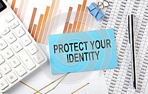 PROTECT YOUR IDENTITY text on sticker on diagram background