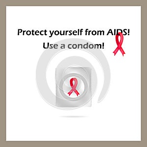 Protect yourself from AIDS. Use a condom. Infographics. World AIDS Day.