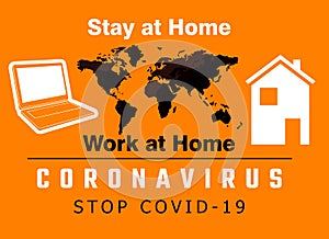 Protect yourself from Corona Virus. Beware of coronavirus. Let's Stop Covid-19 Virus. Stay Home. Working from Home.