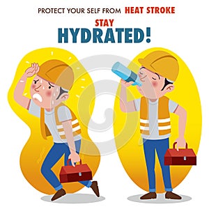 Protect yourself from heat stroke, Stay hydrated.