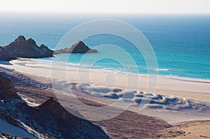 The protected area of Qalansia beach, sand dunes, Socotra, Yemen