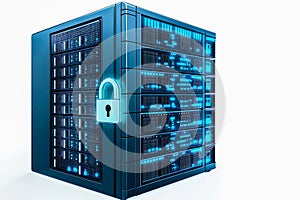 Protected Data Center, isolated. white background, ai generated