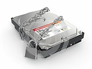 Protected hdd. Chain and lock on hard disk drive