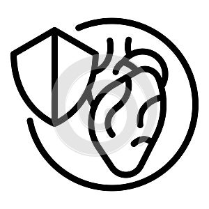 Protected heart icon, outline style