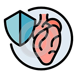 Protected heart icon vector flat