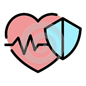 Protected heart rate icon color outline vector