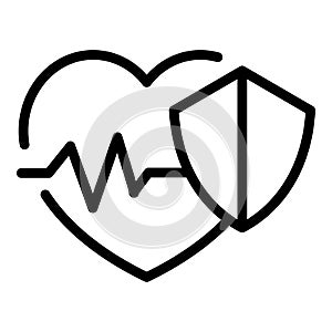 Protected heart rate icon, outline style