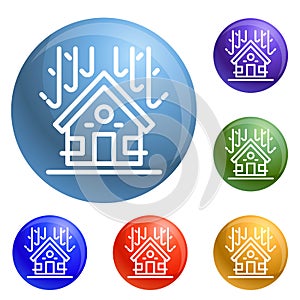 Protected house roof icons set vector