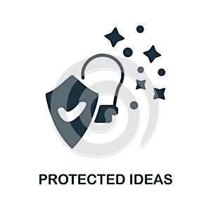 Protected Ideas icon. Monochrome simple Protected Ideas icon for templates, web design and infographics