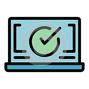 Protected laptop icon vector flat