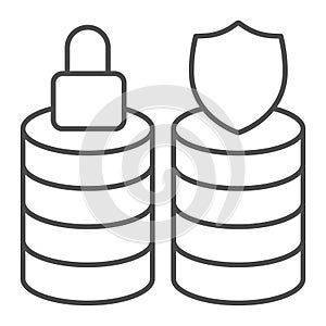Protected and locked database arrays thin line icon, neural dataset concept. Vector graphics. Secure data storage