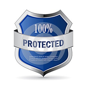 100 protected shield security vector icon photo
