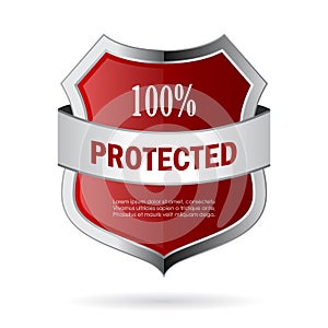 100 protected shield vector icon