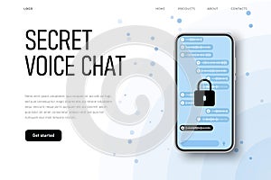 Protected voice chat, sercret conversation, encrypted connection channel protected from hacker attach. Encrypted voice