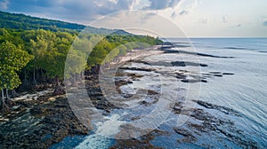 Protecting Coastlines Mangrove Trees Against Ocean Erosion with Copy Space for Text or Design photo