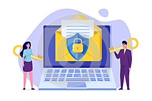 Protecting computer data, Email encryption concept.