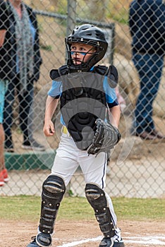 Protecting home plate during the game.