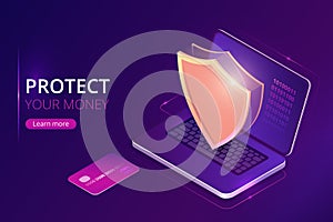 Protecting money concept, online banking security