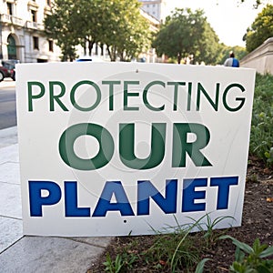 Protecting Our Planet isolated on white background