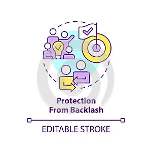 Protection from backlash concept icon