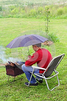 Protection brazier from rain photo