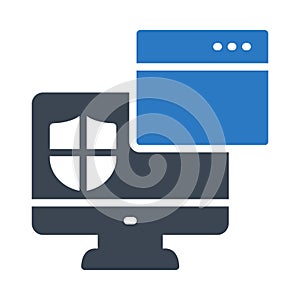 Protection browser glyph color flat vector icon