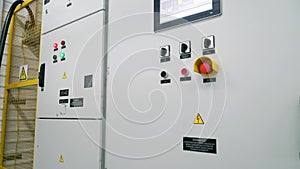 Protection cabinet transformer and automatic control switch. Modular substation