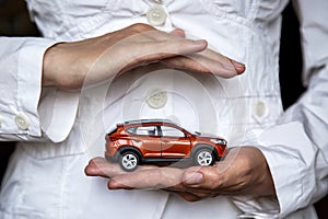 Protection of car. Business concept. car insurance concept photo