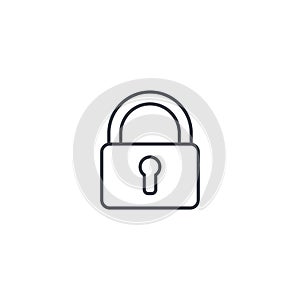 Protection,, closed lock, password, access thin line icon. Linear vector symbol