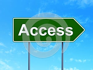 Protection concept: Access on road sign background