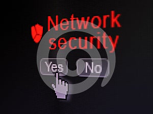 Protection concept: Broken Shield icon and Network